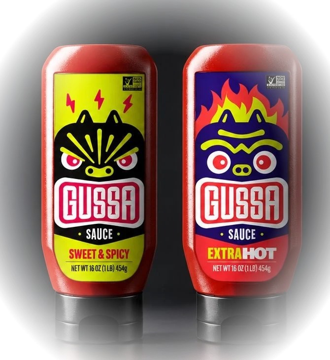 GUSSA Sweet & Spicy and GUSSA Extra Hot bottles
